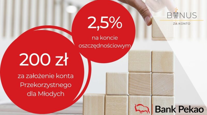 200 zł w gotówce za założenie Konta Przekorzystnego dla młodych (18-26 lat) + 2,5% na koncie oszczędnościowym