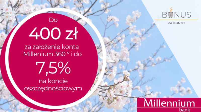 Do 400 zł za założenie konta w Millenium Bank